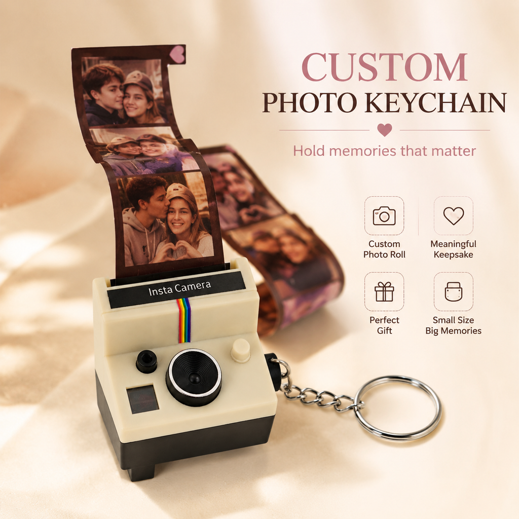 Custom Photo Film Camera Keychain – Personalized Mini Camera with 5–10 Photos