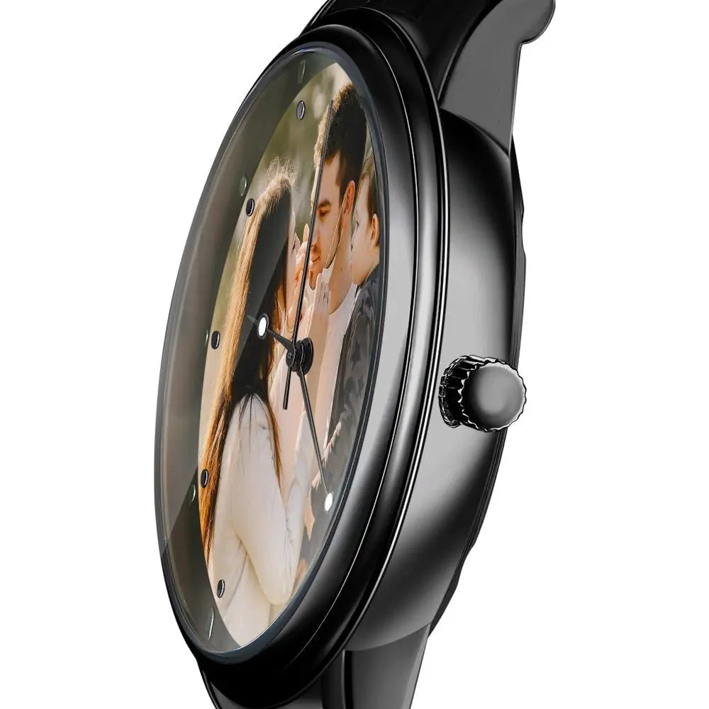 Custom Photo Unisex Engraved Text Watch Alloy Strap 38mm Valentines Gift