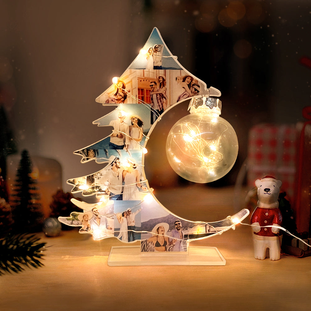 Personalized Christmas Tree Photo Night Light – Custom Family Christmas Gift