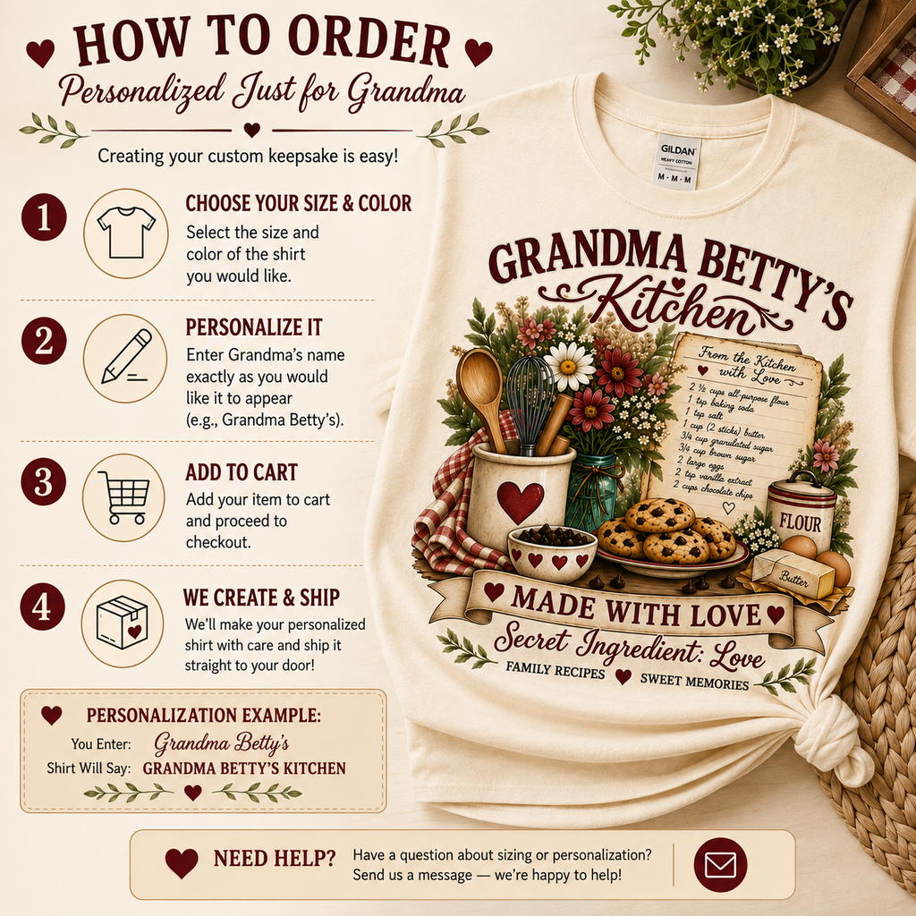 Personalized Grandmas Kitchen Shirt  Custom Grandma Name TShirt  Nana Mimi Gigi Gift  Grandma Baking Shirt  Mothers Day Gift for Grandma