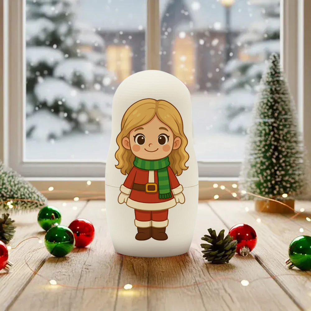 (5 Working Days Production) Personalized Portrait Nesting Doll Custom Photo Family Portrait Preview Cartoon Style Gift Photo Christmas Gift