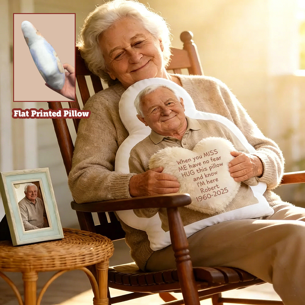 Personalized 3D Effect Memorial Hug Pillow – Custom Photo Pillow with Heart Message, Sympathy Gift for Loss & Remembrance