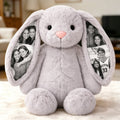 Custom Photo Bunny Plush Personalized Hidden Ear Picture Gift for Couples Anniversary Mother's Day Gifts