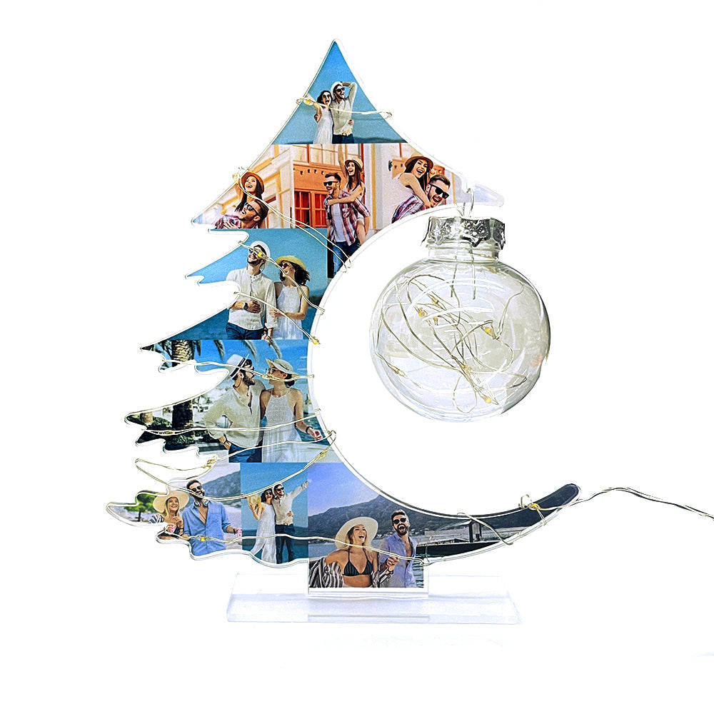 Personalized Christmas Tree Photo Night Light – Custom Family Christmas Gift
