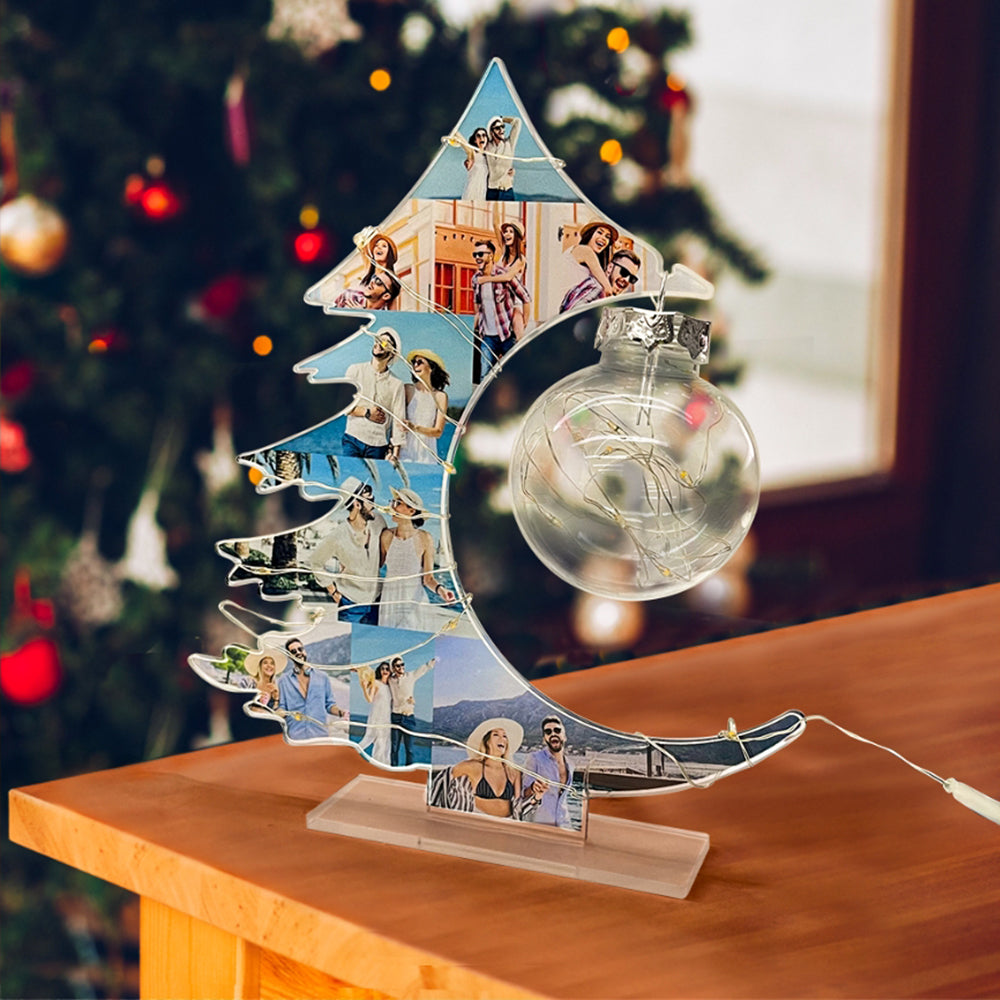 Personalized Christmas Tree Photo Night Light – Custom Family Christmas Gift