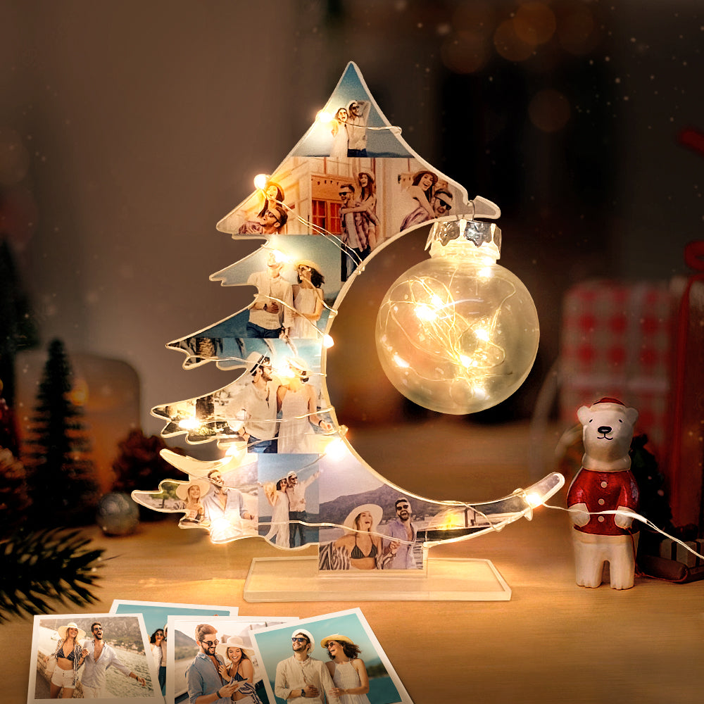 Personalized Christmas Tree Photo Night Light – Custom Family Christmas Gift