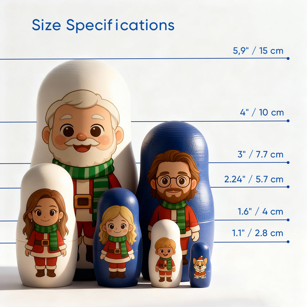 (5 Working Days Production) Personalized Portrait Nesting Doll Custom Photo Family Portrait Preview Cartoon Style Gift Photo Christmas Gift