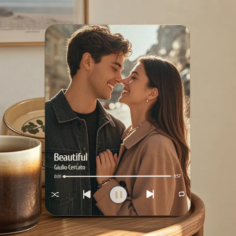 Custom Music Photo Frame That Plays Music Without Cell Phone Wooden Music Record Player Wedding Anniversary Gifts