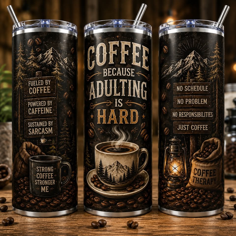 Coffee Because Adulting Is Hard – 20oz Skinny Tumbler