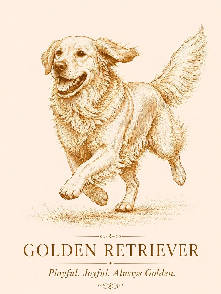 Golden Retriever Wall Art Print – “Playful, Joyful, Always Golden”