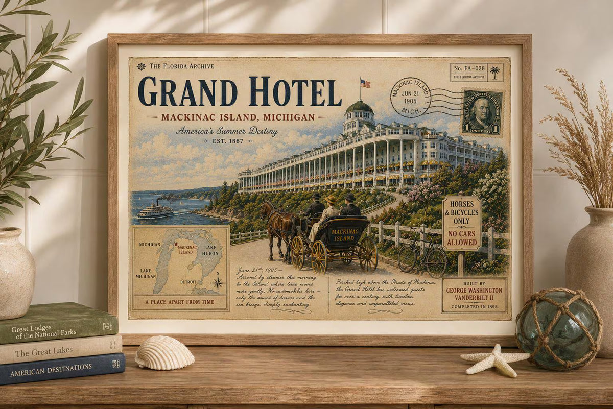 Grand Hotel Mackinac Island Vintage Canvas Print – 16×12