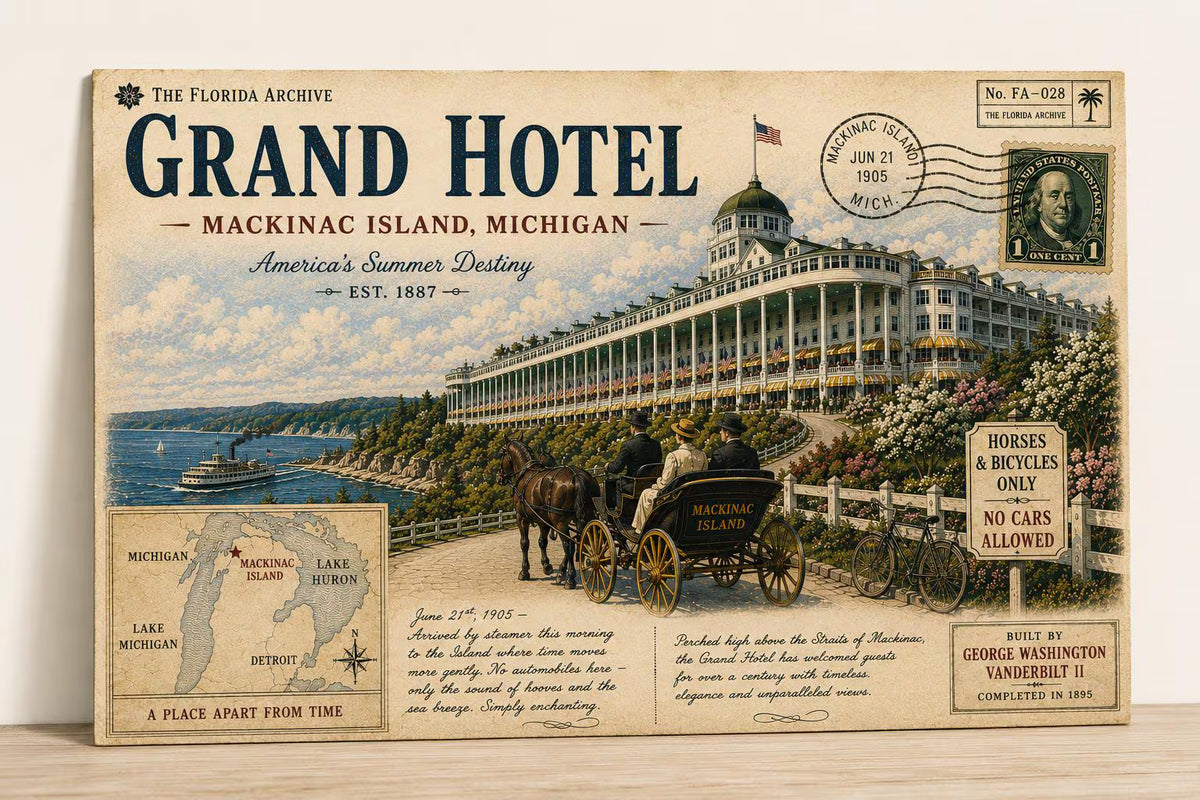 Grand Hotel Mackinac Island Vintage Canvas Print – 16×12