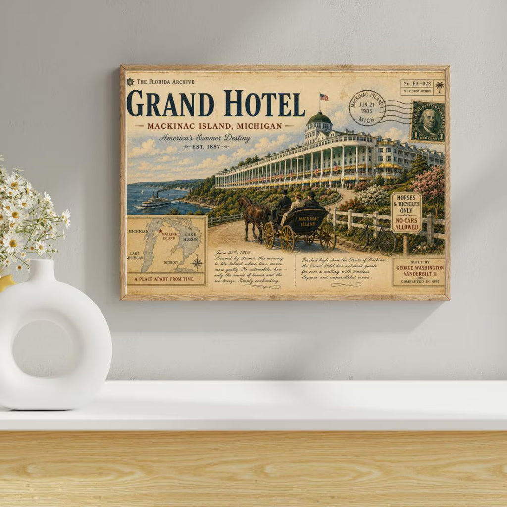 Grand Hotel Mackinac Island Vintage Canvas Print – 16×12