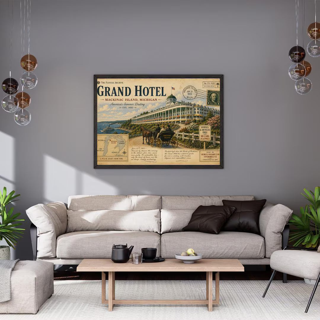 Grand Hotel Mackinac Island Vintage Canvas Print – 16×12