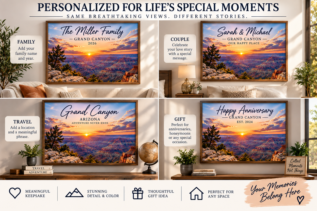 Personalized Grand Canyon Wall Art Print – 16×12 Custom Vacation Keepsake