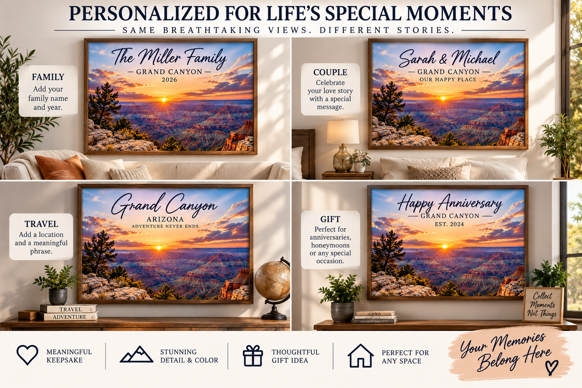 Personalized Grand Canyon Wall Art Print – 16×12 Custom Vacation Keepsake