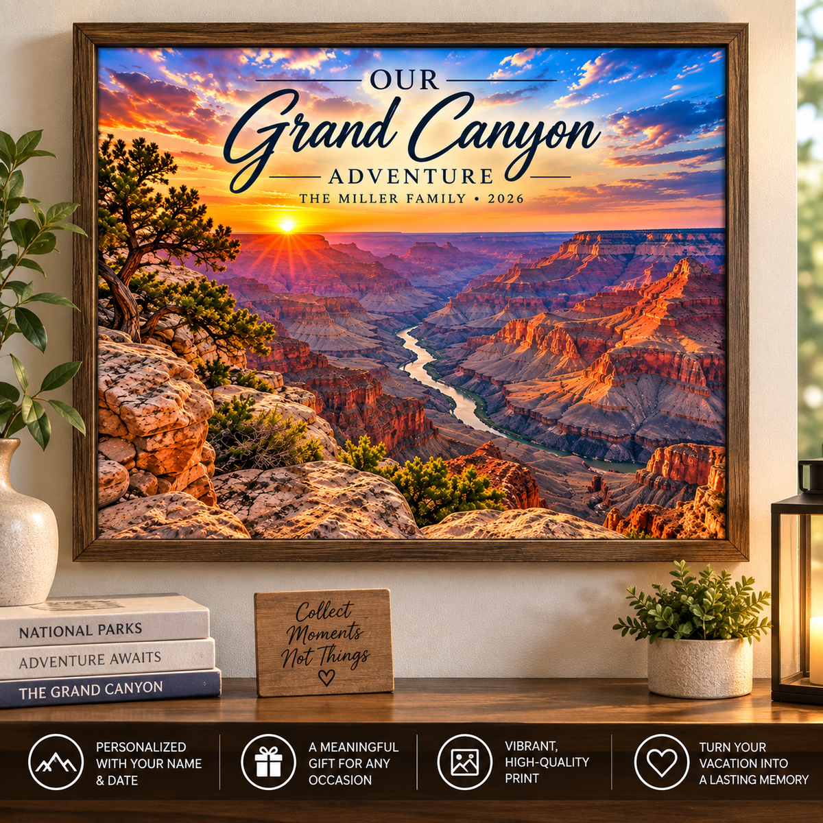Personalized Grand Canyon Wall Art Print – 16×12 Custom Vacation Keepsake