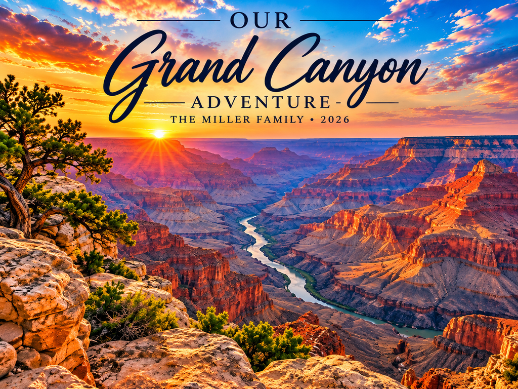Personalized Grand Canyon Wall Art Print – 16×12 Custom Vacation Keepsake