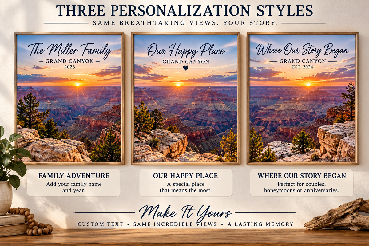 Personalized Grand Canyon Wall Art Print – 16×12 Custom Vacation Keepsake