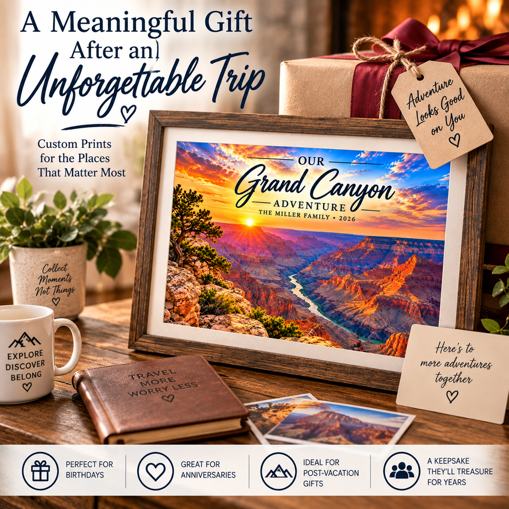 Personalized Grand Canyon Wall Art Print – 16×12 Custom Vacation Keepsake