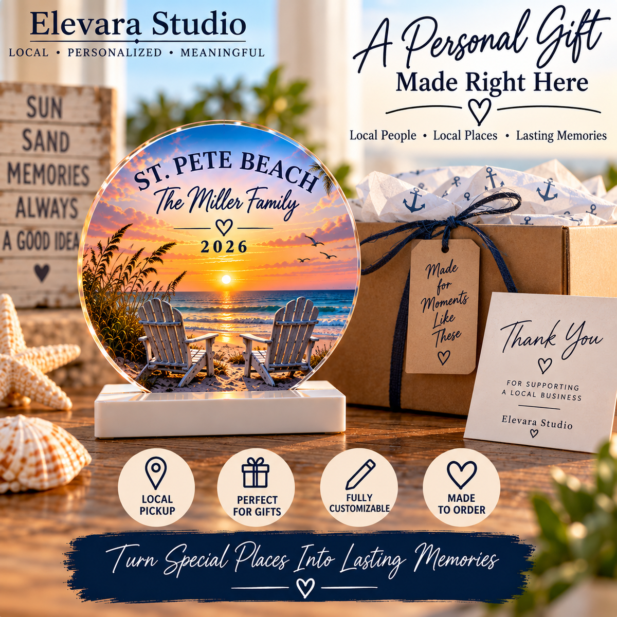 Personalized Tampa Bay Acrylic Keepsake with Display Base