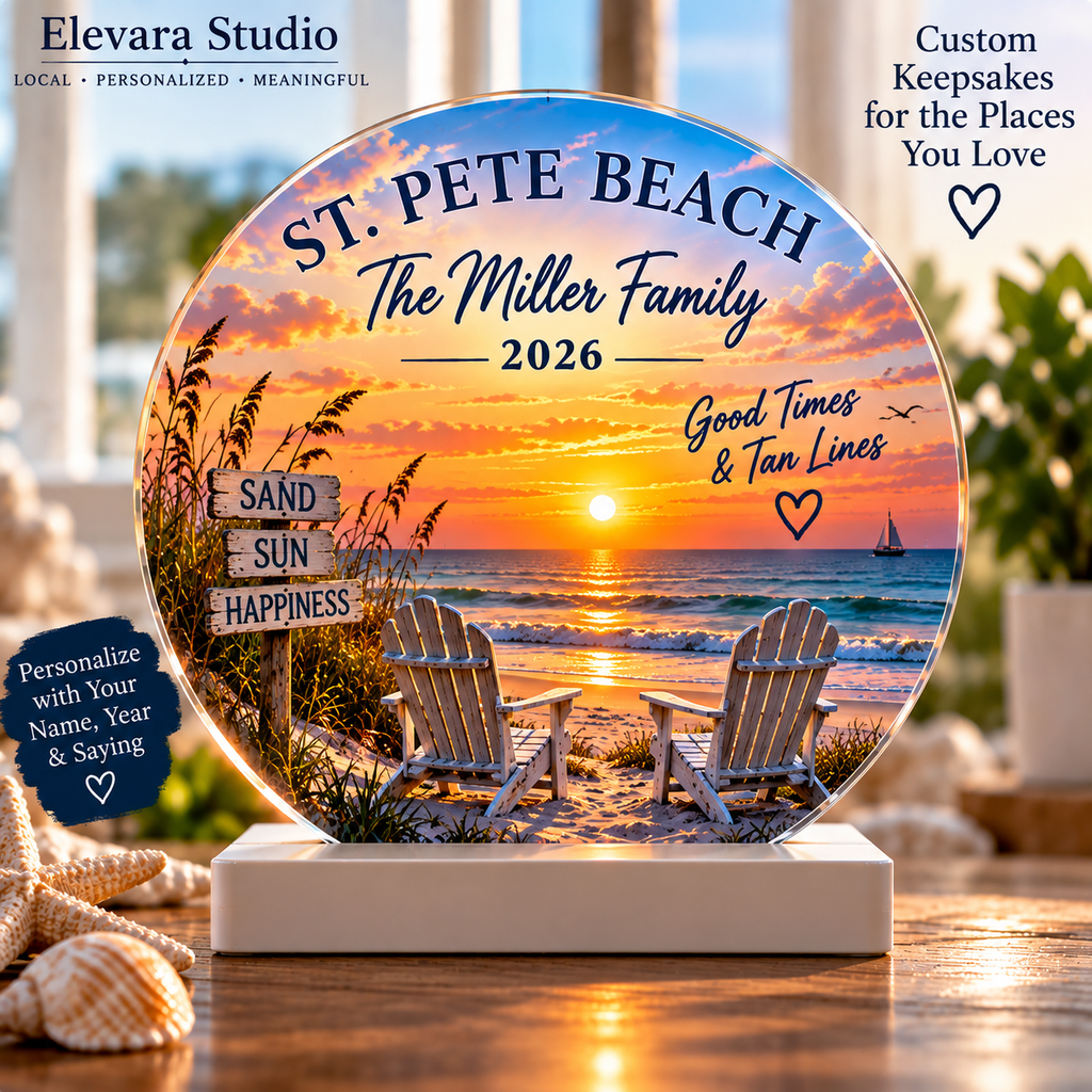 Personalized Tampa Bay Acrylic Keepsake with Display Base