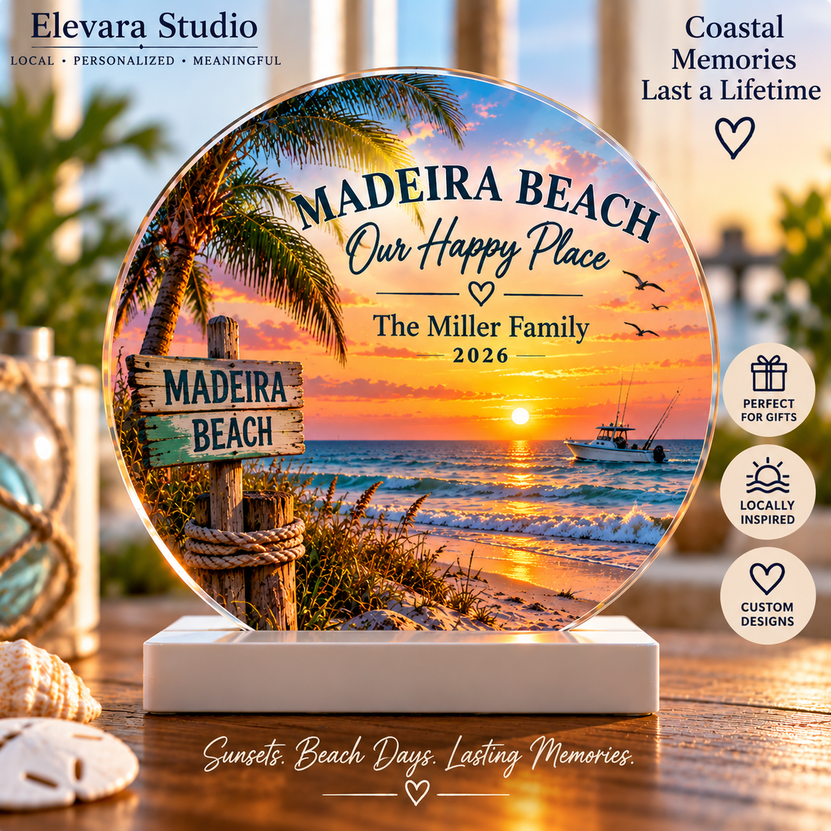 Personalized Tampa Bay Acrylic Keepsake with Display Base