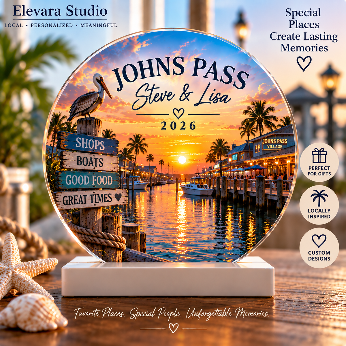 Personalized Tampa Bay Acrylic Keepsake with Display Base