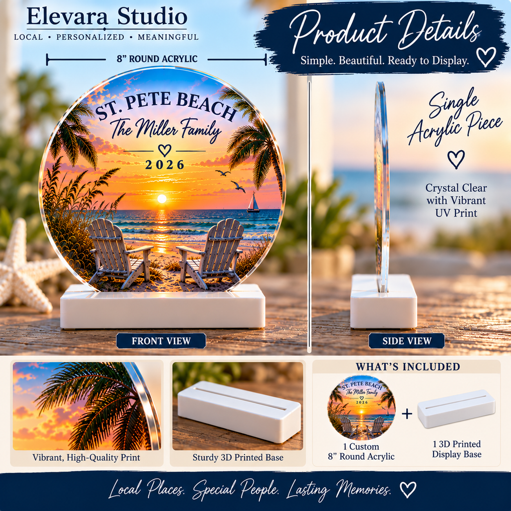 Personalized Tampa Bay Acrylic Keepsake with Display Base