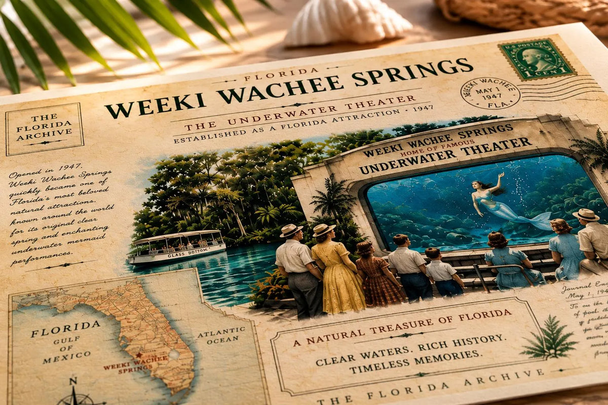 Weeki Wachee Springs Vintage Florida Canvas Print – 16×12