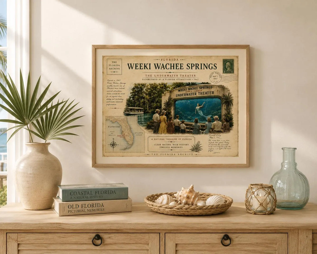 Weeki Wachee Springs Vintage Florida Canvas Print – 16×12