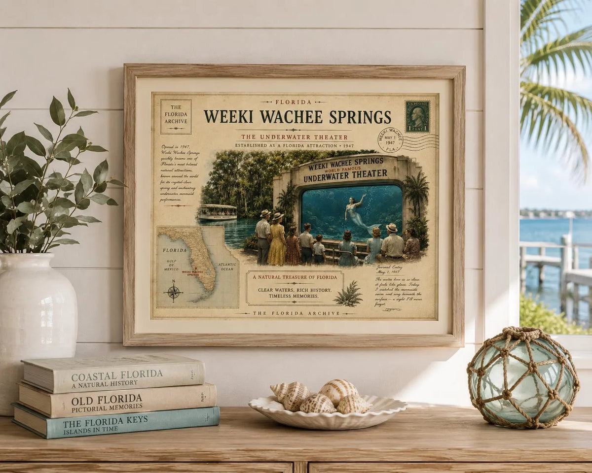 Weeki Wachee Springs Vintage Florida Canvas Print – 16×12