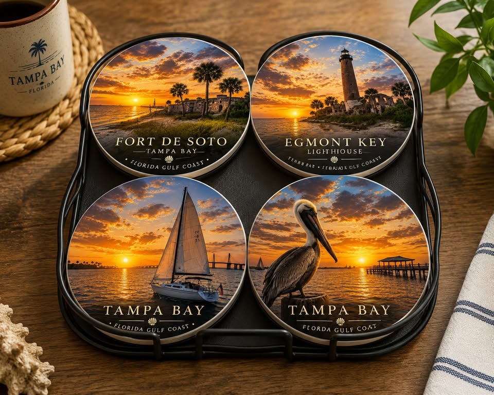 Tampa Bay Coastal Collection Ceramic Coaster Set – Set of 4