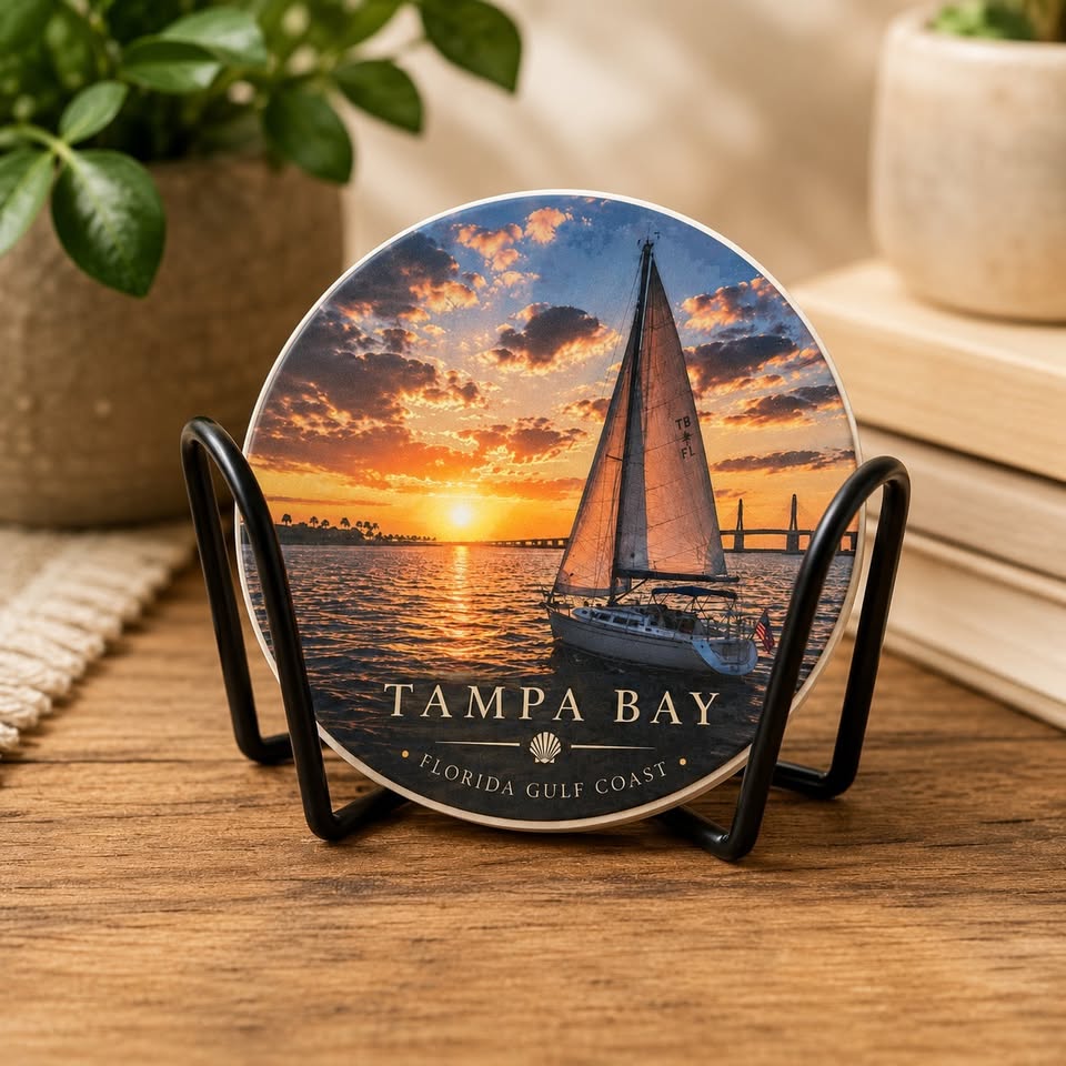 Tampa Bay Coastal Collection Ceramic Coaster Set – Set of 4