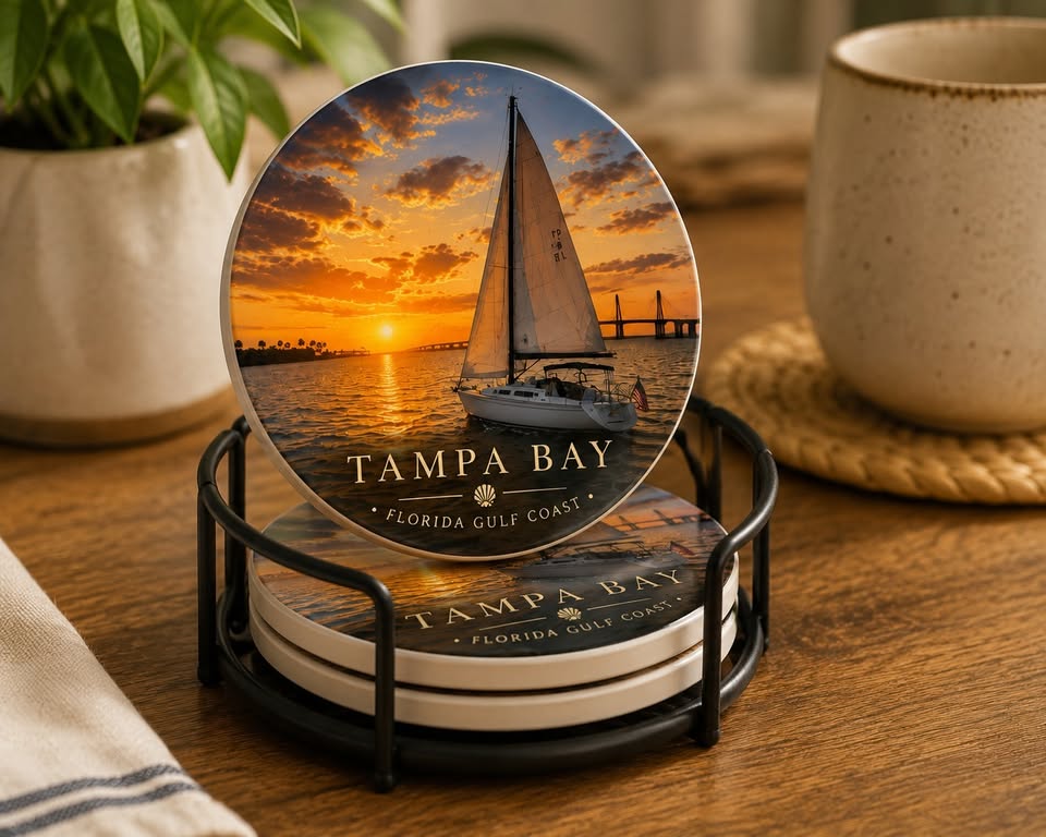 Tampa Bay Coastal Collection Ceramic Coaster Set – Set of 4